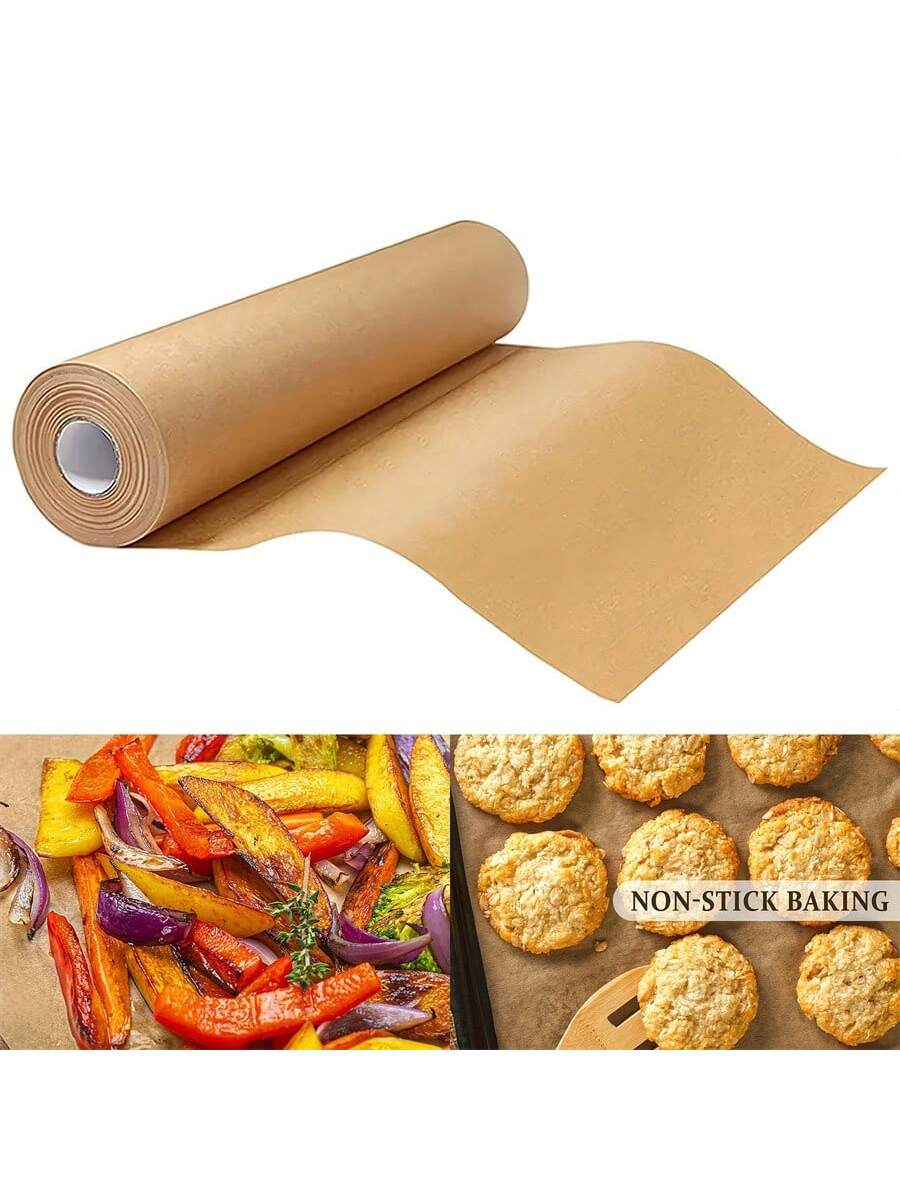 http___img.ltwebstatic.com_images3_spmp_2024_06_21_78_171895030231be9b42b2cdb778b4f856d8124537cc_square 1 Roll, Heavy Duty Unbleached Parchment Paper Roll For Baking, Cooking, Grilling, Air Fryer And Steaming - Non-Stick, Silicone Oil Coated - Kitchen Accessories And Home Kitchen Items Back To School - Image 1