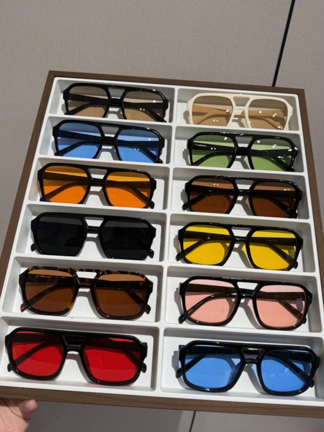 shein@v1@151 12pcs Men's Square Glasses, Fashion Outdoor Street Photography, Travel, Business, Casual Wear For Summer Beach Vacation,Outdoor,Travel - Image 1