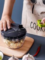 1pc Kitchen Vegetable Chopper,Multi-Functional Manual Food Processor Vegetable Chopper, Portable Hand Pull String Garlic Mincer Onion Cutter For Veggies, Ginger, Fruits, Nuts, Herbs, Etc., (500ml, 900ml Two Sizes Available)Grey, Christmas - Image 2