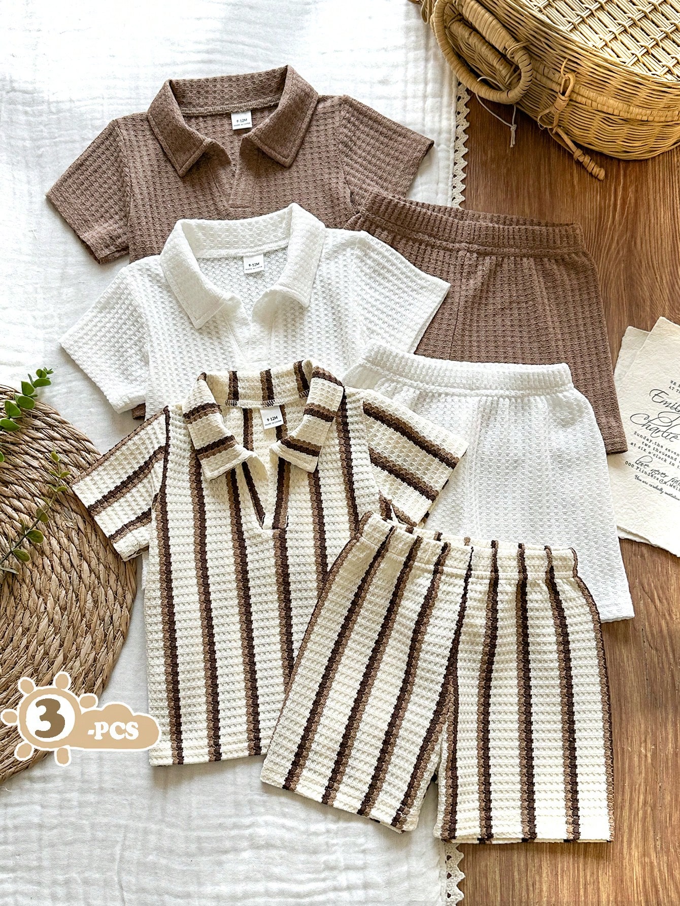 http___img.ltwebstatic.com_v4_j_pi_2026_02_04_cc_177019954908035e55132bbe39746070678d6656d9 Vintaside Kids Toddler Boys' Fashionable Casual Polo Collar Textured Striped & Solid Color Multi-Piece Outfit, Suitable For Outings, Vacations, Leisure Activities - Image 1