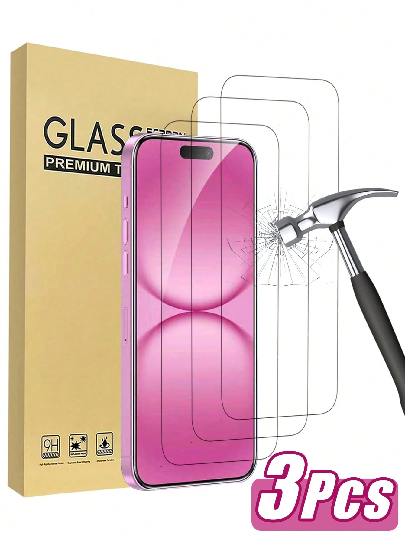 http___img.ltwebstatic.com_v4_j_spmp_2025_09_10_dc_175751005651f4f0aa6a21e91a119dbebc9b8293b1 3pcs Tempered Glass Screen Protector Compatible With Iphone 17/17 Pro/17 Pro Max/17 Air/16/16 Plus/16 Pro/16 Pro Max/15/14/13/12/11 Pro Max/X/XS/XR/Mini/7/8/14 Plus. Also Compatible With 14/15 Pro Max. 2025 Upgraded Tempered Glass, 9H+ High Hardness. - Image 1