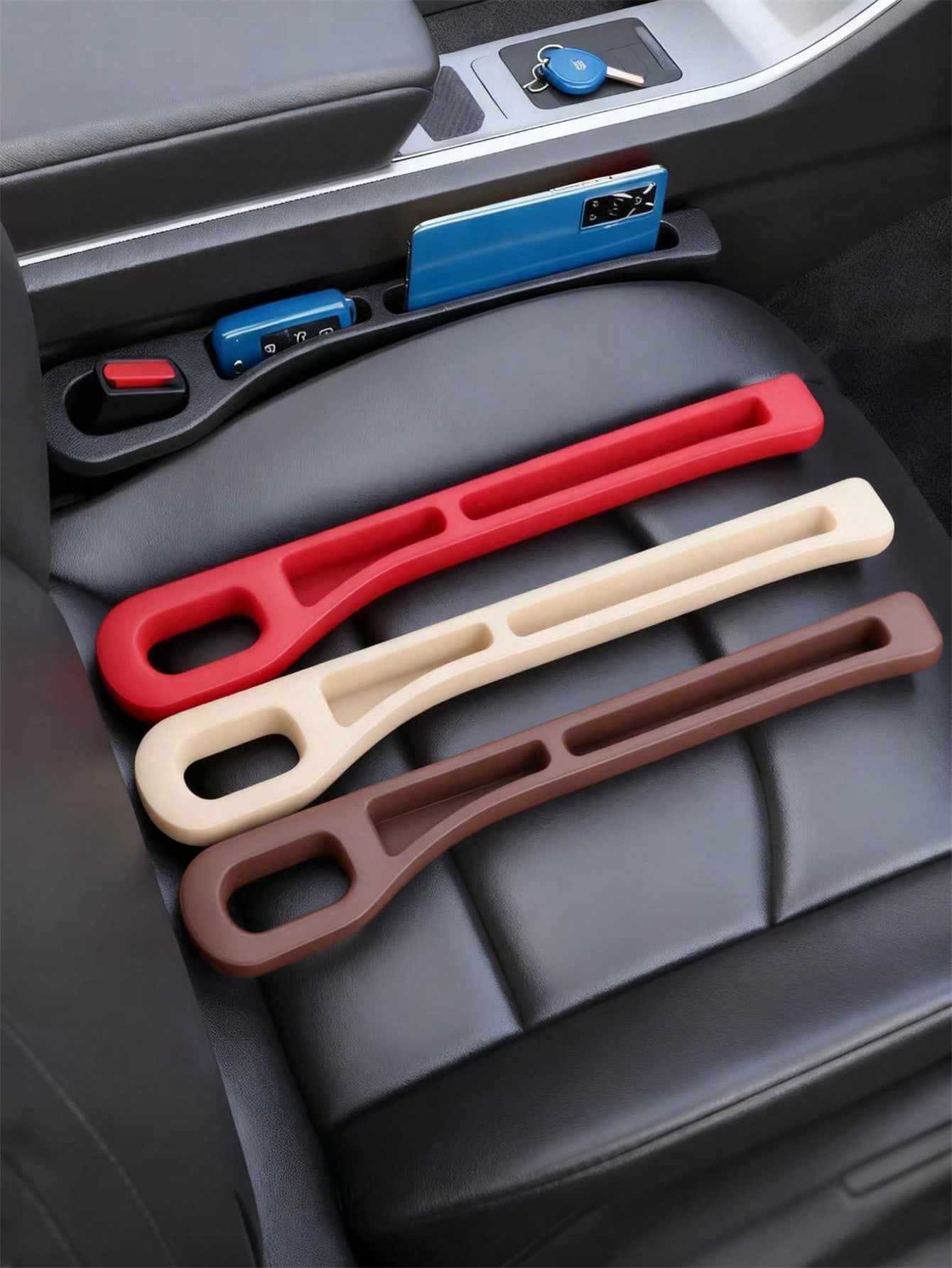 http___img.ltwebstatic.com_v4_j_spmp_2025_10_27_9b_1761547641e4c203eabaa7748db637d5ee330f5491 2pcs Car Seat Gap Filler Storage Box, Dual Slot Design, Durable Leak-Proof Material, Can Store Keys, Phones, Cards, Coins, Reduce Seat Friction Noise, Elegant Car Interior Decor, Holiday Gift - Image 1