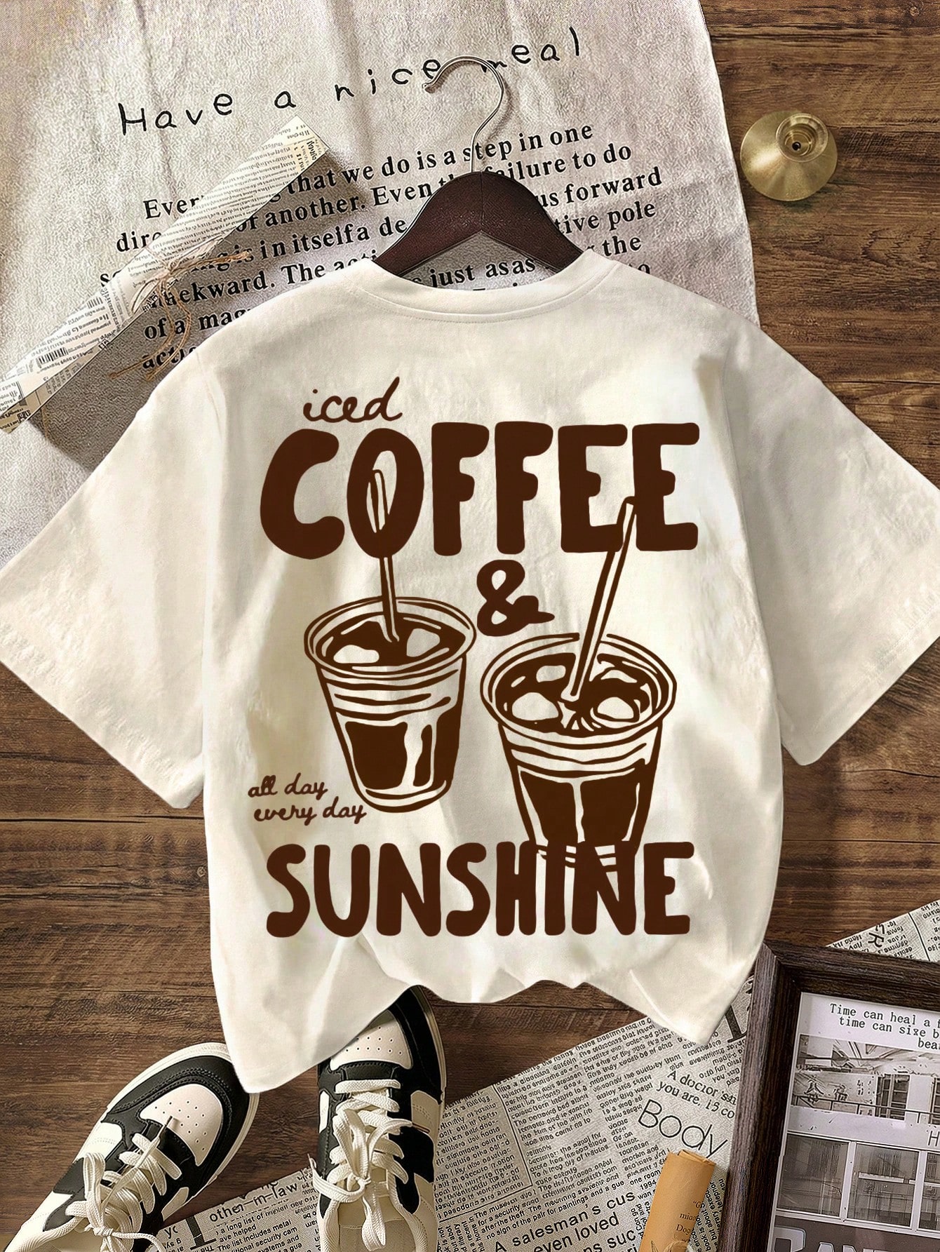http___img.ltwebstatic.com_v4_j_spmp_2026_03_18_5c_17737990882633adeea3640b67b6fa97d8be156c72 COFFEE CLUB Graphic T-Shirt, Women's Casual Round Neck Short Sleeve T-Shirt, Suitable For Summer, Vacation, Beach - Image 1