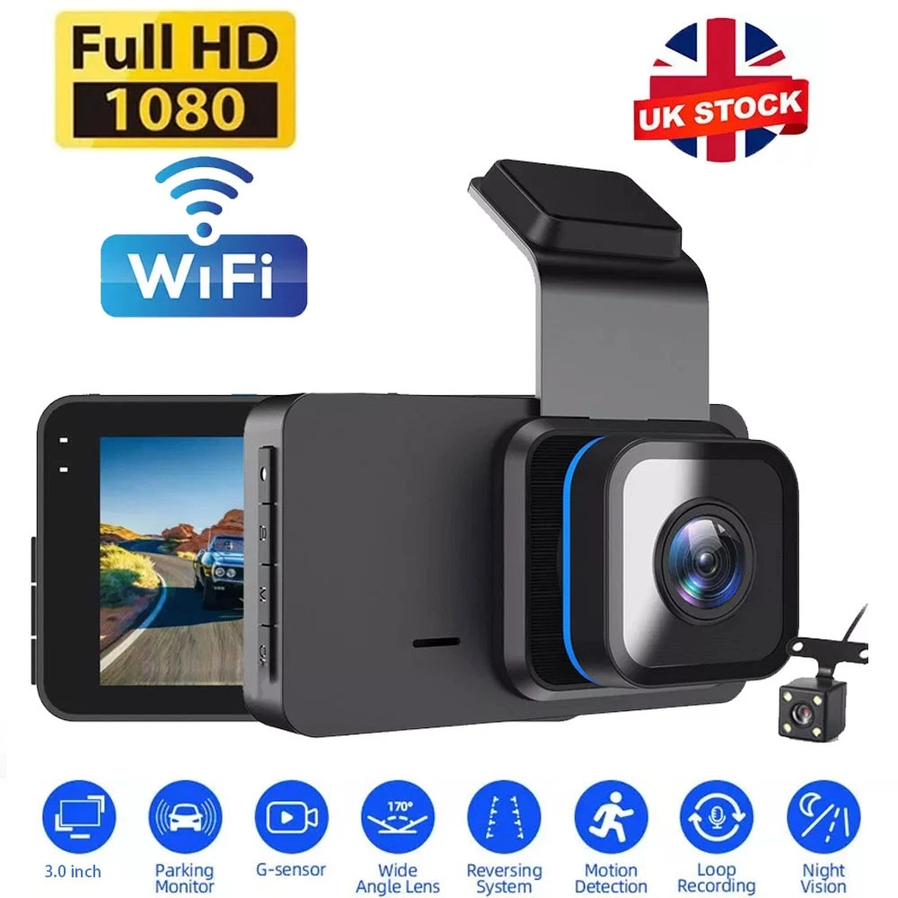 s-l1600 Car Camera Recorder WIFI Dual Front and Rear HD 1080P Dash Cam Night Vision UK - Image 1