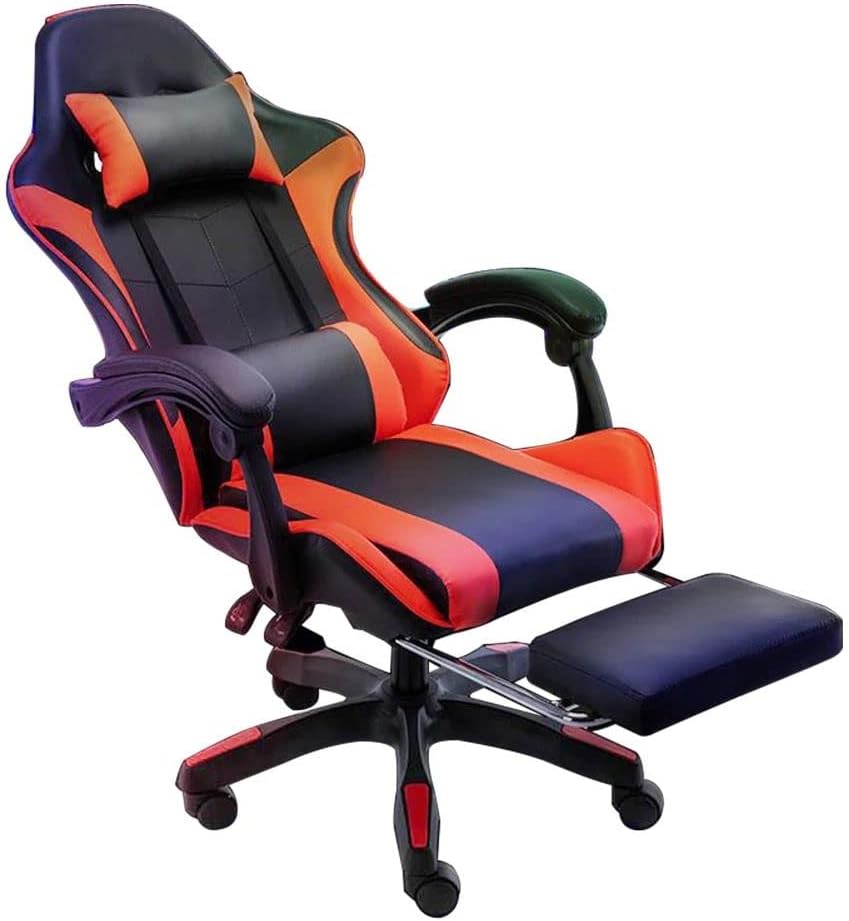 51oyCF-P8NL._AC_SL1000_ Gaming Chair Ergonomic Computer Chair Office Chair Desk Swivel Chair Adjustable Reclining Footrest Cushion Red New! - Image 1