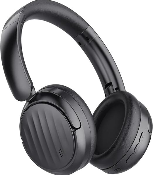 Bluetooth Headphones with Active Noise Cancelling (ANC), Wireless Over Ear Bluetooth Headsets with 35H Playtime, HiFi Stereo Foldable Headphones with Foam Ear Cups for Sports, Travel, Black