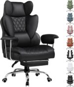 GTPLAYER Gaming Chair, Executive Office Desk Chair with Footrest Ergonomic Heavy Duty High Back Lumbar Support Home Recliner Swivel Computer Chairs, Black