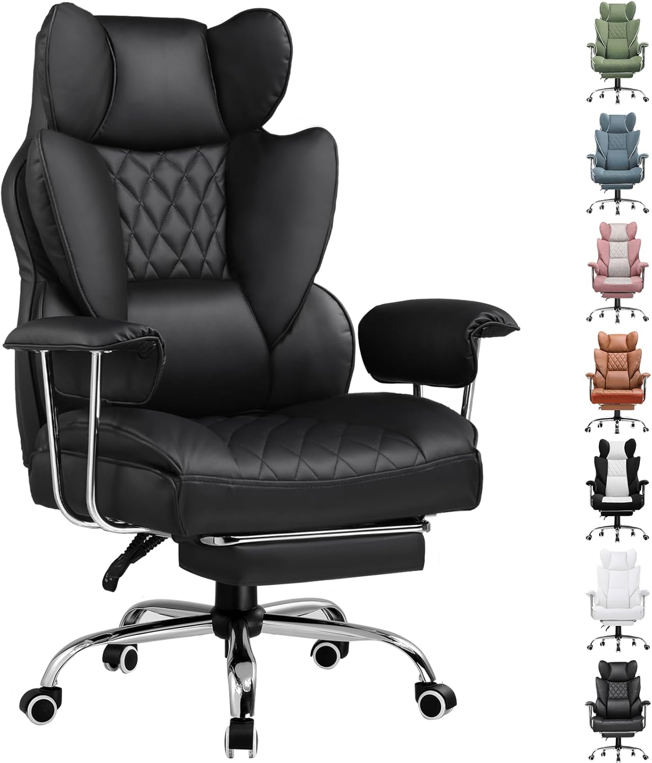 61DqIfGDB3L._AC_SL1500_ GTPLAYER Gaming Chair, Executive Office Desk Chair with Footrest Ergonomic Heavy Duty High Back Lumbar Support Home Recliner Swivel Computer Chairs, Black - Image 1
