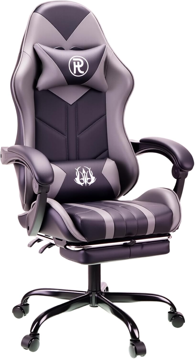 61NCpTvDqVL._AC_SL1500_ (1) play haha Gaming Chair with Footrest & Lumbar Support,Reclining Swivel Chair,Ergonomic Gaming Chair for Adults, High-Back Racing Style,Adjustable Height with Headrest Pillow - Image 1