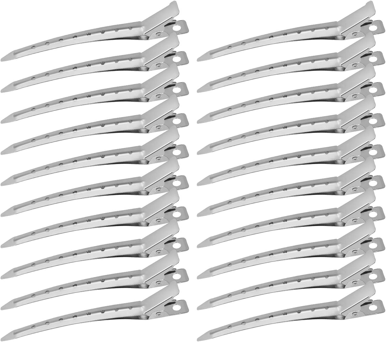 71KtTap3CEL._AC_SL1500_ Duck Bill Hair Clips 24Pcs 3.5 Inches Rustproof Metal Alligator Curl Clips with Holes for Styling Sectioning, Hair Pins for Women, Silver - Image 1