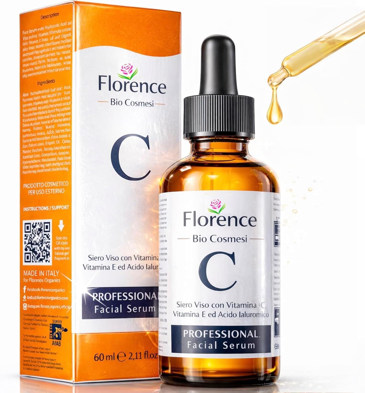 71WHBKnZcXL._AC_SL1500_ Big 2.11oz. Organic Vitamin C Serum for Face. Anti-Dark Spots, Wrinkles Skin Repair Serum with Hyaluronic Acid, Vitamin C & Niacinamide. All-in-One Brightening, Anti Aging Facial & Eye Area Skincare - Image 1