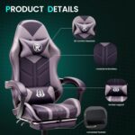 play haha Gaming Chair with Footrest & Lumbar Support,Reclining Swivel Chair,Ergonomic Gaming Chair for Adults, High-Back Racing Style,Adjustable Height with Headrest Pillow - Image 2