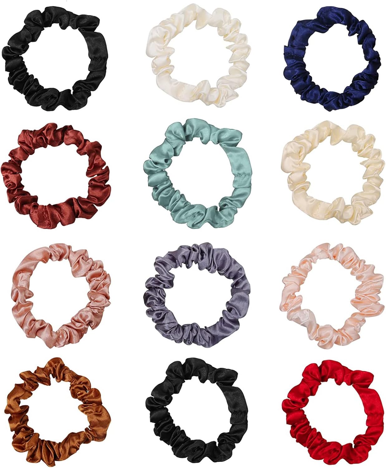 71pWao3POFL._AC_SL1500_ 12 Pcs Satin Hair Scrunchies for Women Girls, Elastic Silk Hair Bands Skinny Hair Ties Soft Satin Scrunchies for Hair Accessories - Image 1