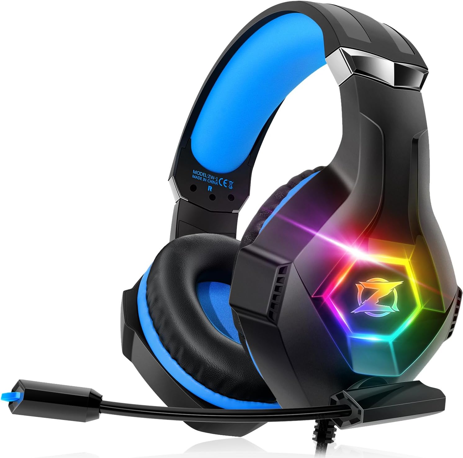 71rwPzXKDGL._AC_SL1500_ Gaming Headset Stereo Surround Sound Gaming Headphones with Breathing RGB Light & Adjustable Mic for PS4 PS5 PC Xbox One Laptop Mac - Image 1
