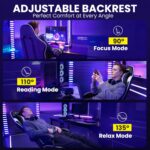 Gaming Chair for Adults Gaming Chairs-Video Game Chairs with Footrest Headrest and Lumbar Support Ergonomic Height Adjustable Game Reclining Chair for Gamer Oversize Black - Image 9
