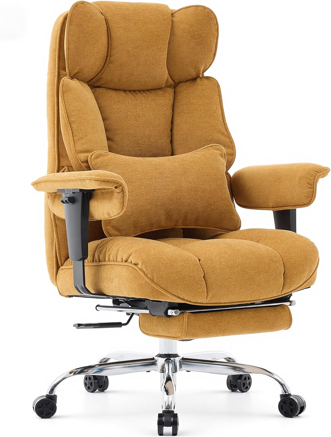 81zQ0pKZTzL._AC_SL1500_ Efomao Desk Office Chair, Big and Tall Fabric Executive Chair with Footrest, High Back Ergonomic Computer Chair, 200KG Heavy Duty Breathable Reclining Plush Padded Desk Chair for Home - Image 1