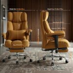 Efomao Desk Office Chair, Big and Tall Fabric Executive Chair with Footrest, High Back Ergonomic Computer Chair, 200KG Heavy Duty Breathable Reclining Plush Padded Desk Chair for Home - Image 5