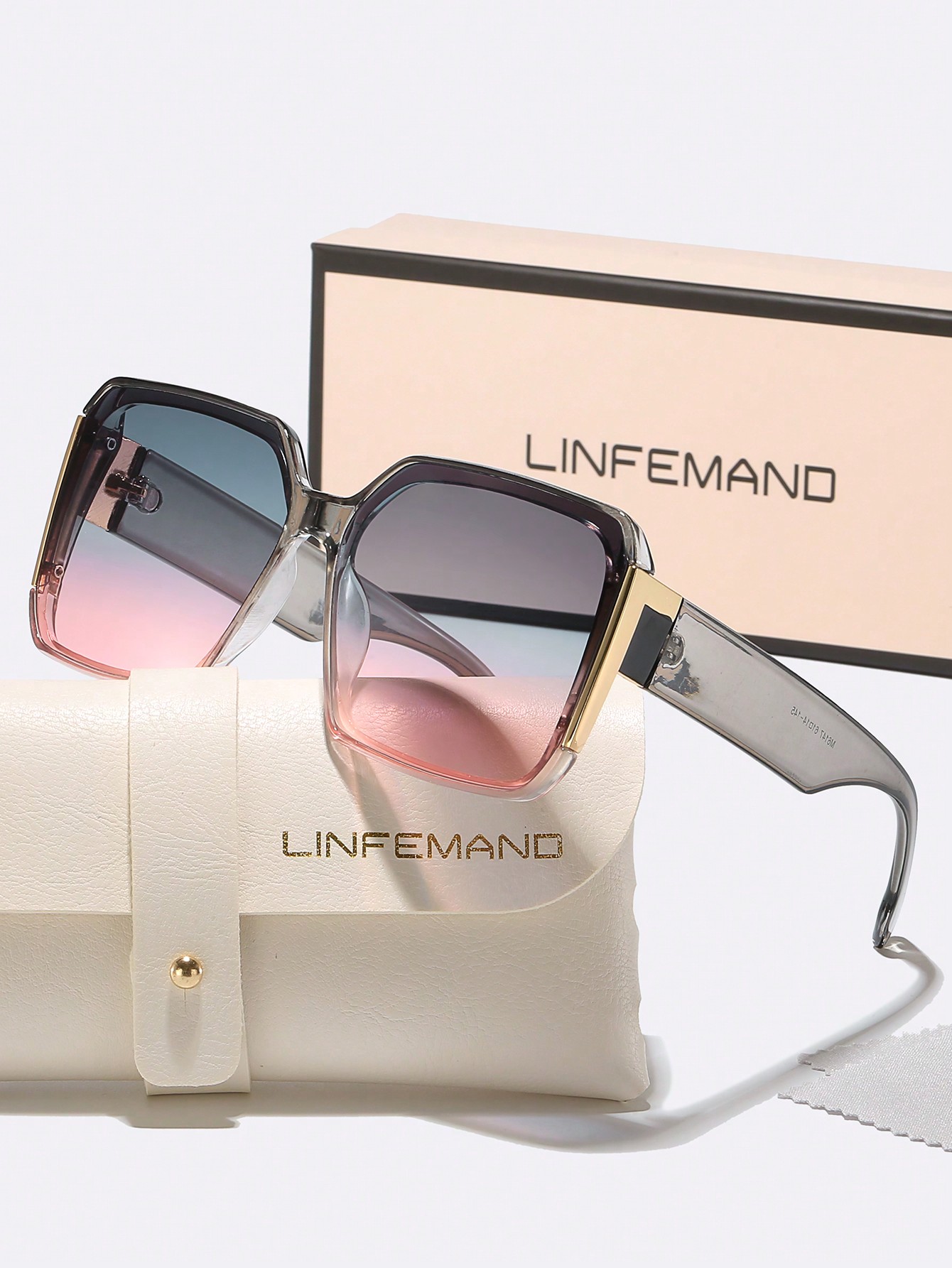 shein@v1@151 LINFEMAND Fashion Oversized Outdoor Decoration Fashion Glasses, Windproof Driving, Beach Party Festival Gift For Men And Women Elegant Outfit For Summer Beach Vacation,Outdoor,Travel Shades Elegant Style Oversized Square Frame - Image 1