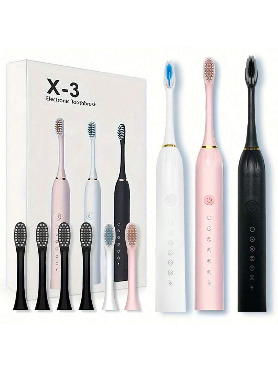 http___img.ltwebstatic.com_images3_spmp_2025_03_07_22_174132822686f1c5222cb0899739f02a2fc833bea5_square Electric Toothbrush – 6 Cleaning Modes, IPX7 Waterproof And USB Rechargeable | Smart Timer, 300mAH Battery, Gentle Bristles And Multiple Color Options For Whitening Teeth, Healthy Gum And Superior Oral Care With 30-Day Battery Life And Replaceable Brush Heads - Image 1