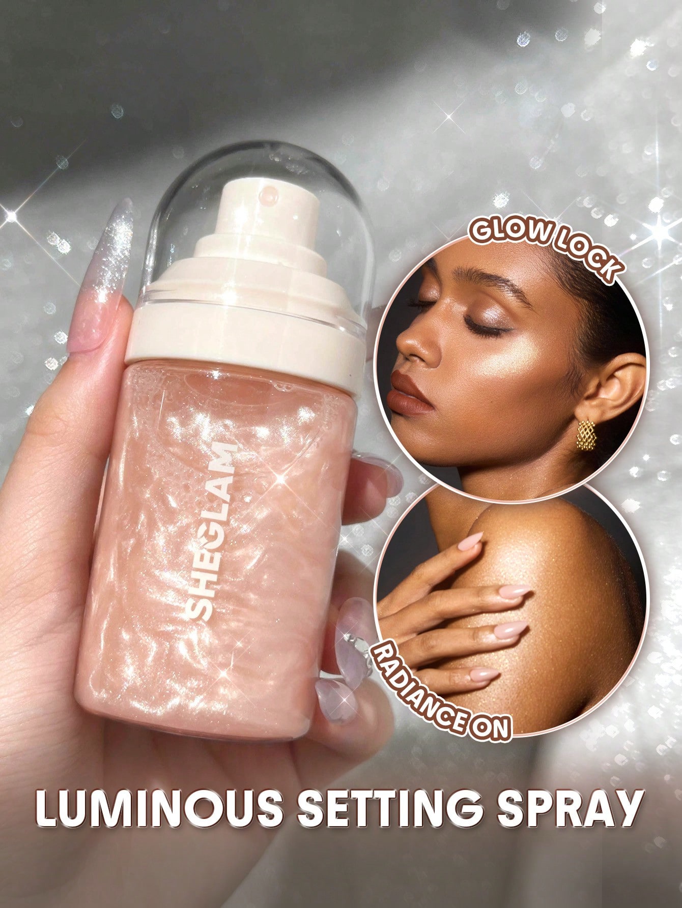 http___img.ltwebstatic.com_v4_j_pi_2025_10_15_01_1760515368c778997e36744f5003bc71557f0f031f SHEGLAM Light Me Up Luminous Setting Spray Brand Beauty Makeup Face Paint Cosmetic For Women Girls Perfect For Spring Summer Ideal For Y2K Fancy Fashion Suitable For Birthday Mother'S Day Gift Rave Party Ready Best Color - Image 1