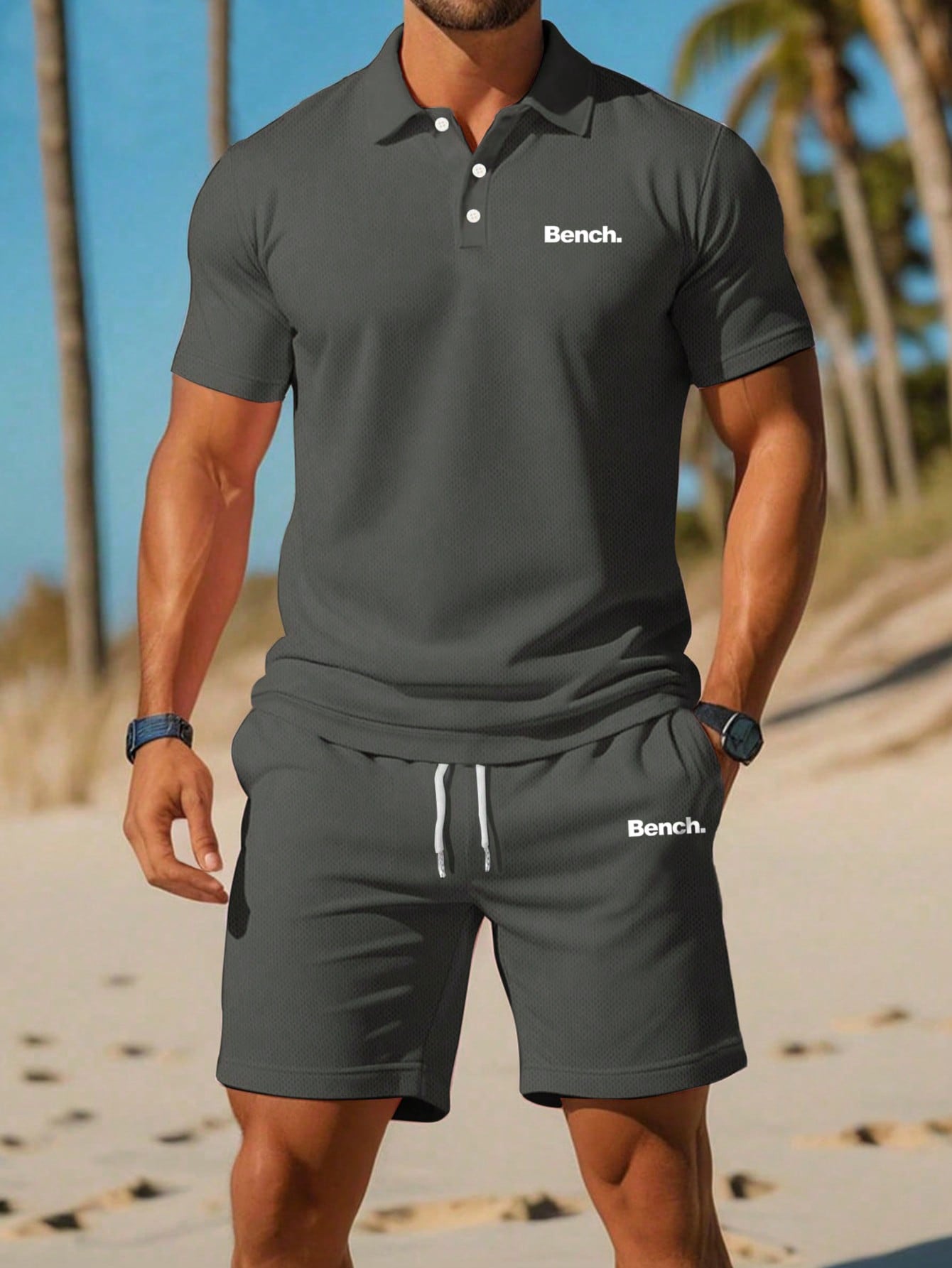 http___img.ltwebstatic.com_v4_j_spmp_2026_03_16_30_1773626746fd5273b86c39ff7ad6fa52d03f50f9be 2pcs/Set Men's Fashion Minimalist Casual English Graphic Short Sleeve Polo Shirt And Shorts Set, Suitable For Strolling, Dating, Home, Gym, Jogging, Walking, Beach, Short Trips, Daily Wear - Image 1