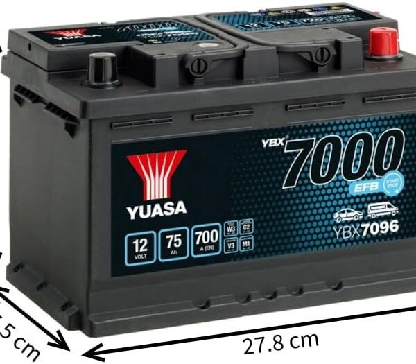 Yuasa YBX7096 12V 75Ah 700CCA EFB Maintenance Free Start Stop Car Battery