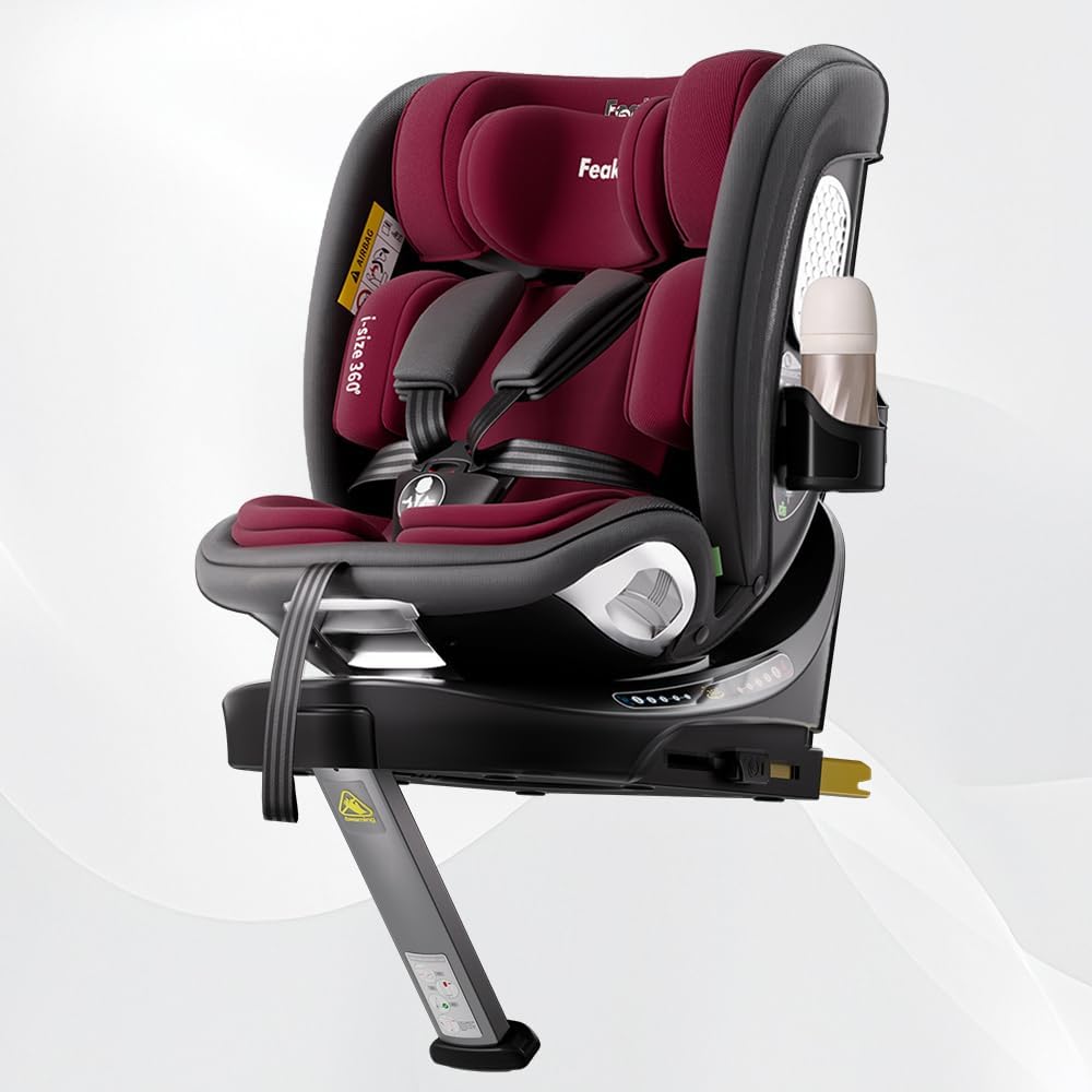 51M3SntooUL._AC_SL1000_ Feakaou 360 Car Seat with ISOFIX - Newborn to 12 Years Children, i-Size (ECE R129/E4) Rotating Swivel Baby Car Seat,Group 0+1/2/3 (40-150cm),Rear Facing for... - Image 1