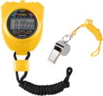 Vicloon Sport Stopwatch Timer, Professional Digital Sport Timer with Stainless Steel Whistle, Large LCD Display Suitable for Football, Basketball, Running,...