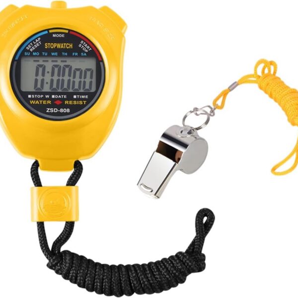 Vicloon Sport Stopwatch Timer, Professional Digital Sport Timer with Stainless Steel Whistle, Large LCD Display Suitable for Football, Basketball, Running,...