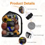 Extra Large Football Mesh Bag, Drawstring Bag with Adjustable Shoulder Strap, Waterproof Storage Bag for Basketball, Football, Rugby Ball, Volleyball - Image 3