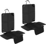 2pcs Car Seat Protectors,Leather Seats Protectors For Child Car Seats With Non-Slip Bottom Waterproof Large Mesh Pockets (black)
