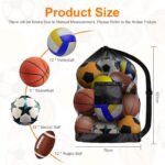 Extra Large Football Mesh Bag, Drawstring Bag with Adjustable Shoulder Strap, Waterproof Storage Bag for Basketball, Football, Rugby Ball, Volleyball - Image 2