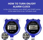 Vicloon Sport Stopwatch Timer, Multi-Function Sport Digital Stopwatch Large Display, Single Lap /Split Memory Stopwatch with12/24 Hour Clock Alarm Calendar... - Image 4