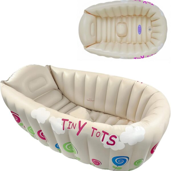 Crystals Inflatable Baby Bath Tub with Temperature Sensor, Foldable Infant & Newborn Baby Bath, Non Slip Support, Travel Toddler Mini Bathtub 0-12 Months