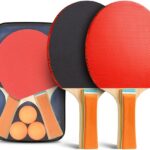 Flintronic Table Tennis Bats, Wooden Table Tennis Set | Portable Table Tennis Set, 2 Table Tennis Bats, 3 Ping Pong Balls & Carry Bag, for Outdoor/Indoor Daily Practice &Competitions