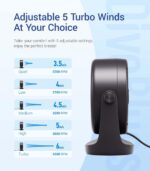 Diveblues TurboBreeze Portable Turbo Desk Fan 5’’, USB Fan Silent Powerful Wind Up To 6m/s, LED Display, 5 Wind Gear, 360° Adjustable Tilt, Mini Desktop Fan for Office, Home, Bedroom, kitchen` - Image 5