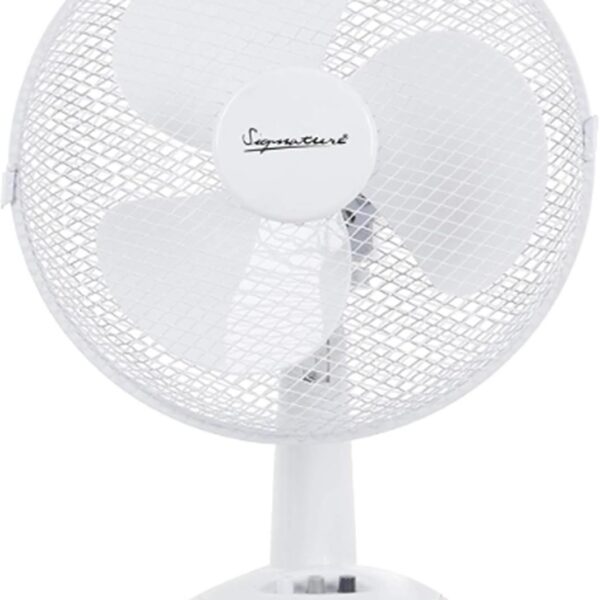 Signature 9” 2 Speed Desk Fan with Oscillation, Adjustable Tilt, White, S40008
