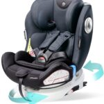 globalkids Safety Baby Car Seat with Isofix and Top Tether, 360 Degree Rotating Child Seat for All Group 0-12 Years Old (up to 36kg), Black (2022 Edition)