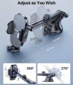 Miracase Car Phone Holder for Cars Dashboard Windscreen Desk, 3in 1 Mobile Phone Mount Automobile Cradle 360° Rotatable Stand GPS Vehicle Mount for iPhone... - Image 6