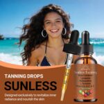 Sunless Tanning Drops Drink, Drinkable Tanning Drops Self Tan, Natural β-Carotene, Astaxanthin & Lycopene for a Bronzing Glow without Sun Damage, for All Skin Types, 60 ml (1 PC) - Image 2