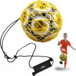 PodiuMax Football Kick Trainer, Adjustable Football Training Gifts Improve Kick/Throw/Control Skills, Ball Locked Net Trainer for Kids Adults Fits FootBalls Size 3/4/5 Ball