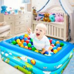 Jiosdo Paddling Pool for Kids, 150cm Rectangle Inflatable Baby Pool 3-Ring with Soft Floor for Garden Backyard Outdoor Children - Image 2
