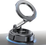 YOSH for MagSafe Car Mount, Vacuum Magnetic Phone Holder, 22×N56 Magnets & 300N Vacuum Suction, 360° Rotating Longer Arm for Dashboard & Windscreen,...