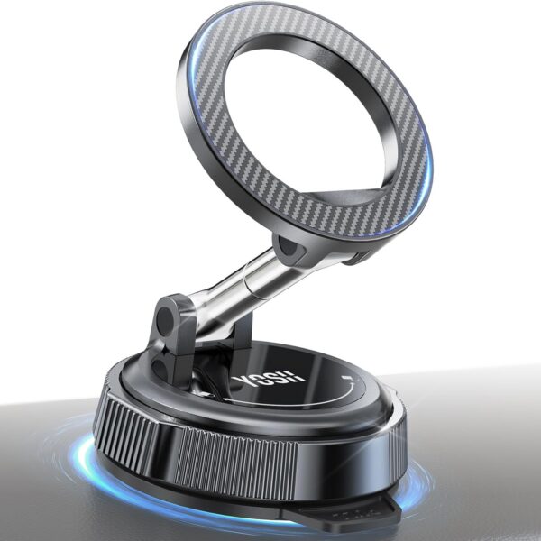 YOSH for MagSafe Car Mount, Vacuum Magnetic Phone Holder, 22×N56 Magnets & 300N Vacuum Suction, 360° Rotating Longer Arm for Dashboard & Windscreen,...