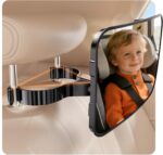Mirrorsafe Car Seat Mirror for Rear-Facing Infant See Baby from Driver Seat Headrest Hook - Acrylic ABS PC Shatterproof 360 Degree Adjustable Backseat...
