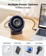 SWEETFULL USB Desk Fan, 4 Speeds Powerful Portable Table & Personal Electric Cooling Fan, 360° Rotatable with Detachable Rear Cover, Quiet Silent Operation for Office, Bedroom, Home (Black) - Image 7