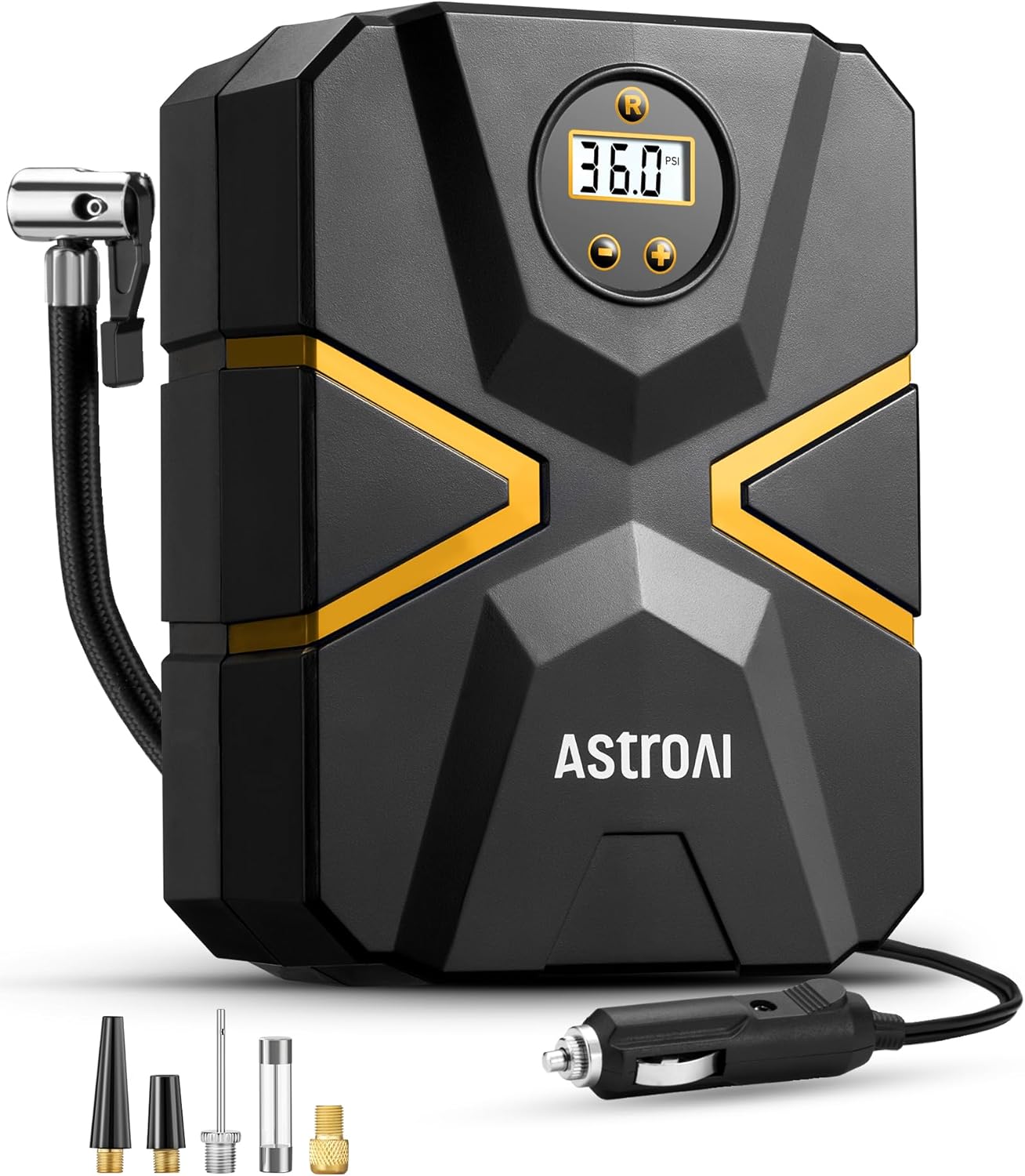 71Gd+fIY2EL._AC_SL1500_ AstroAI Tyre Inflator Air Compressor 12V DC, Digital Car Tyre Pump 150 PSI, Preset Tyre Pressure & Auto Shutoff, Electric Air Pump for Car Tyres,... - Image 1