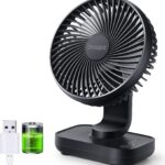 OCOOPA USB Desk Fan, 4000mAh Rechargeable Battery Operated Table, 4 Speeds 5 Inch Mini Portable, Strong Airflow Quiet Operation, Easy to Disassemble Desktop for Office Worker