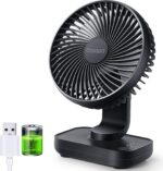 OCOOPA USB Desk Fan, 4000mAh Rechargeable Battery Operated Table, 4 Speeds 5 Inch Mini Portable, Strong Airflow Quiet Operation, Easy to Disassemble Desktop for Office Worker