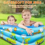 Jiosdo Paddling Pool for Kids, 150cm Rectangle Inflatable Baby Pool 3-Ring with Soft Floor for Garden Backyard Outdoor Children - Image 4